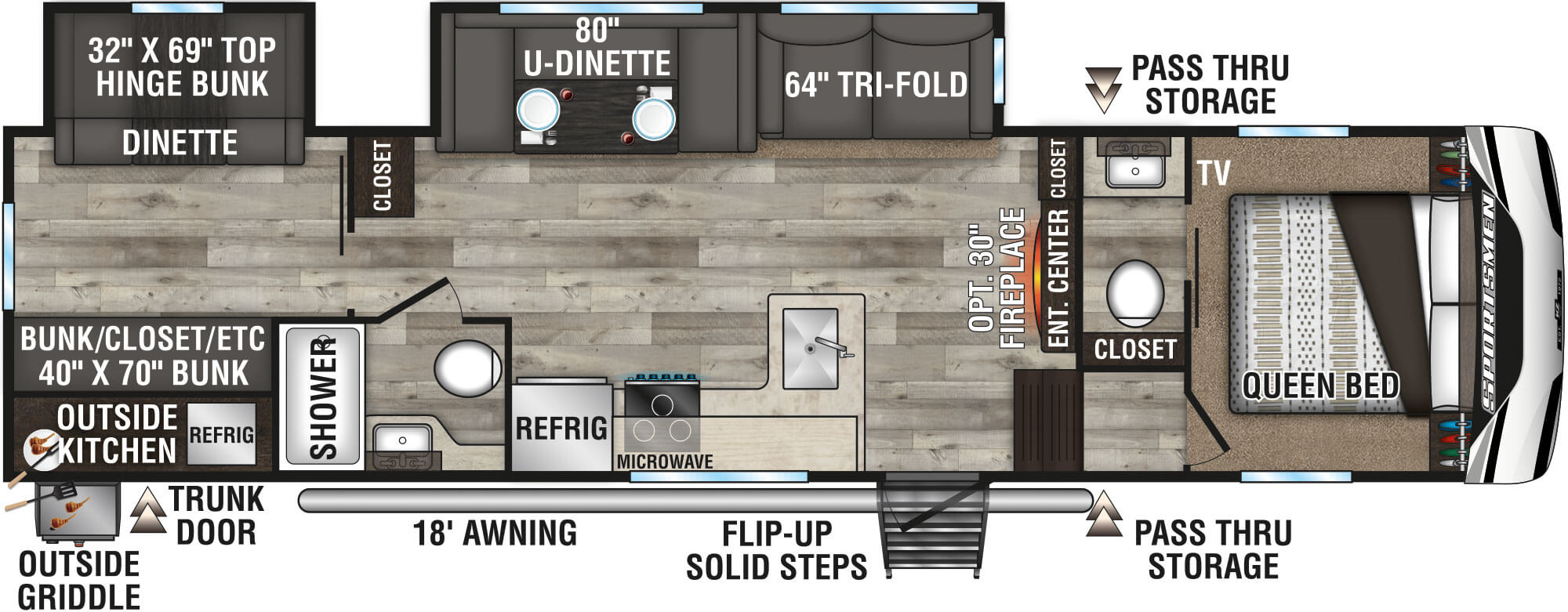 2022 KZ RV Sportsmen 302BHK Fifth Wheel Floorplan