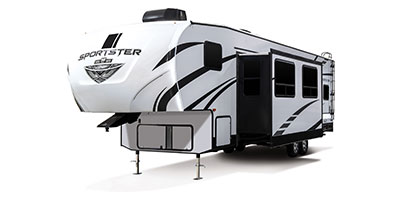 2023 KZ RV Sportster 331TH13 Fifth Wheel Toy Hauler Exterior Front 3-4 Off Door Side with Slide Out