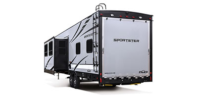 2023 KZ RV Sportster 331TH13 Fifth Wheel Toy Hauler Exterior Rear 3-4 Off Door Side with Slide Out