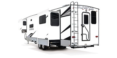 2023 KZ RV Durango D349DBF Fifth Wheel Exterior Rear 3-4 Off Door Side with Slide Out