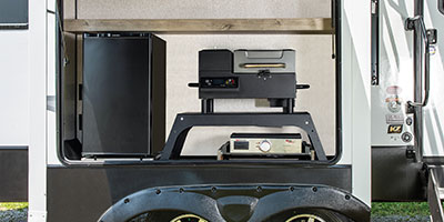 2023 KZ RV Durango Half Ton D256RKT Fifth Wheel Exterior Lifestyle Pellet Smoker