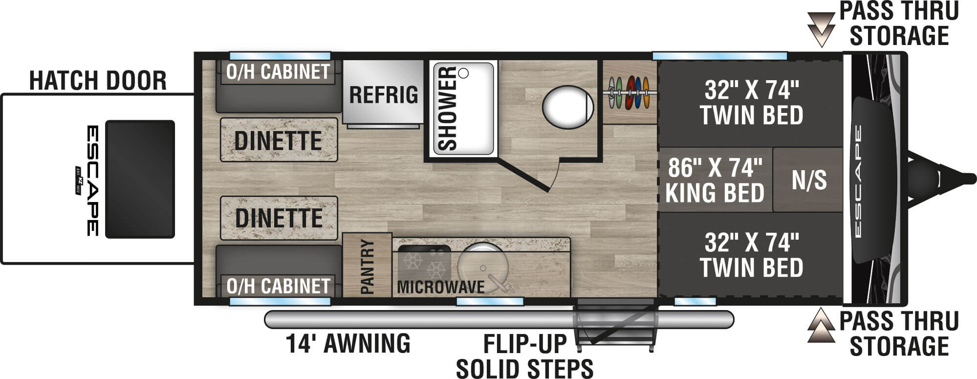 2023 KZ RV Escape E20 HATCH Travel Trailer Floorplan