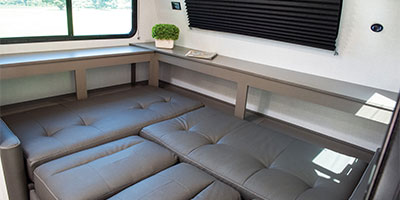 2023 KZ RV Escape E18 HATCH Travel Trailer with L-Shape Sofa Down in Bed Position
