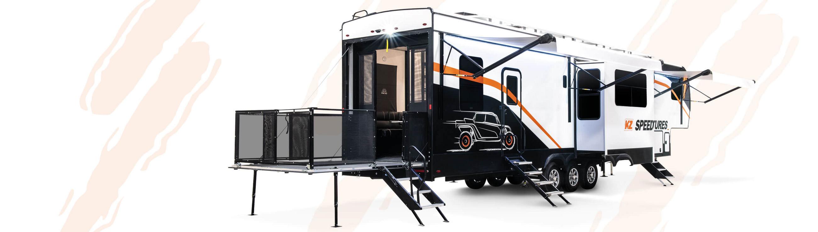 2023 KZ RV Robby Gordon Speed UTV Venom V-Series Fifth Wheel Toy Hauler Patio Deck