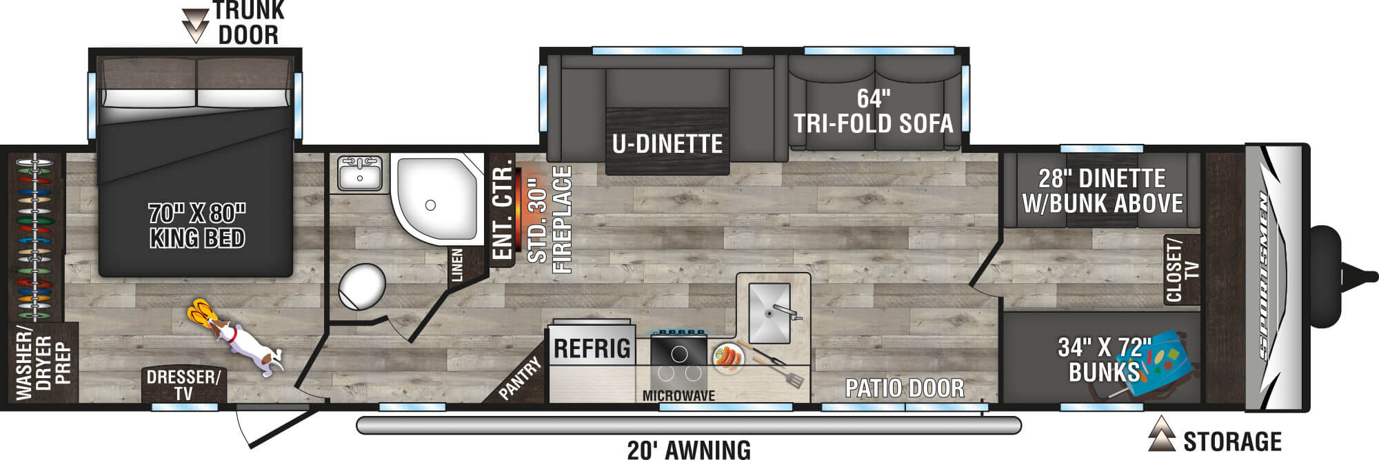 2023 KZ RV Sportsmen Destination 362BH Travel Trailer Floorplan