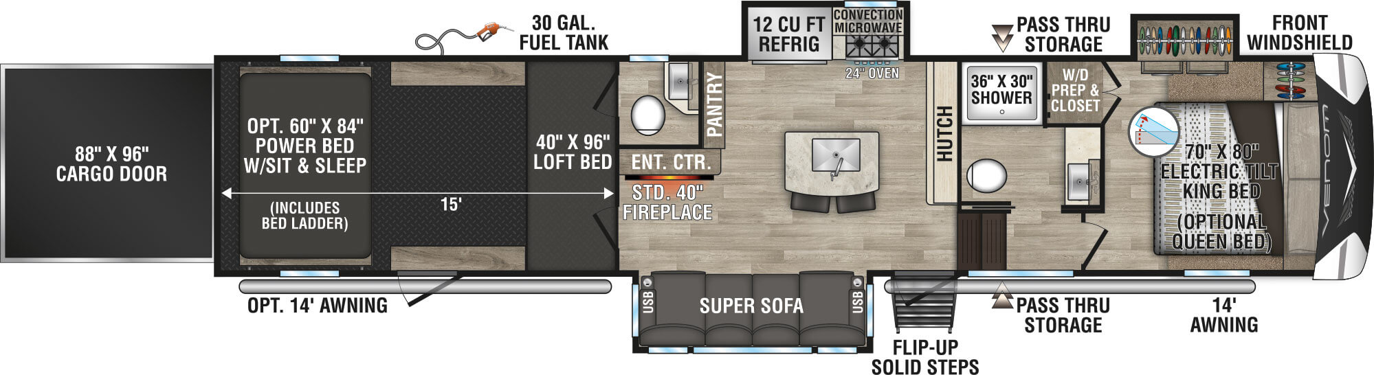 2023 KZ RV Venom V Series V3815TK floorplan diagram