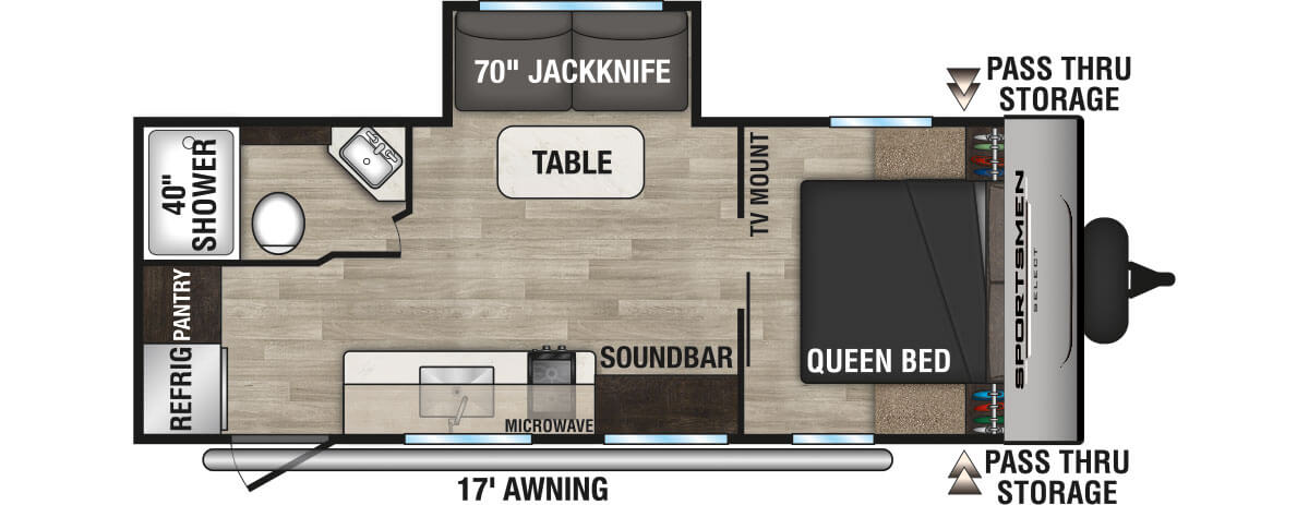 2024 KZ RV Sportsmen Select 221RKSL Travel Trailer Floorplan