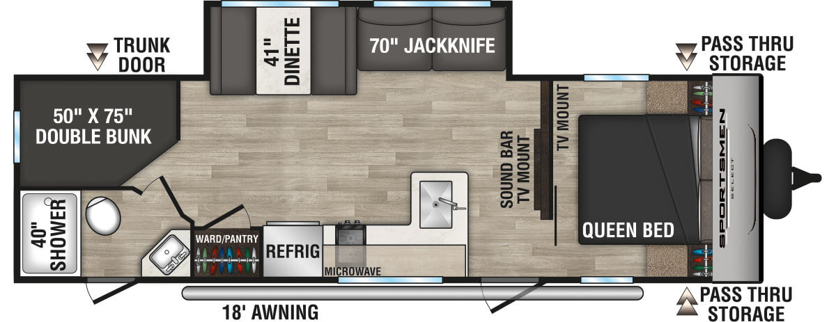 2024 KZ RV Sportsmen Select 261BHSL Travel Trailer Floorplan
