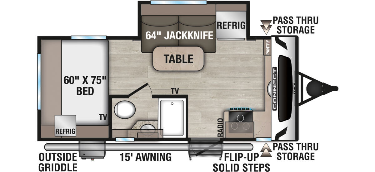 2025 KZ RV Connect Mini CM181FKK Travel Trailer Floorplan