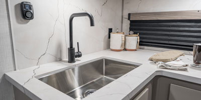 2025 KZ RV Connect SE C221RBSE Travel Trailer Deep Basin Sink with Stainless High Arc Faucet