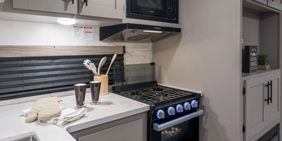 2025 KZ RV Connect SE C221RBSE Travel Trailer Oven, Cooktop and Microwave Stack