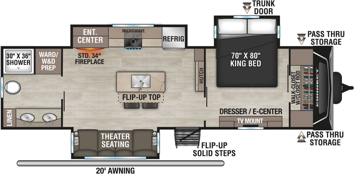 2025 KZ RV Connect C293RB Travel Trailer Floorplan