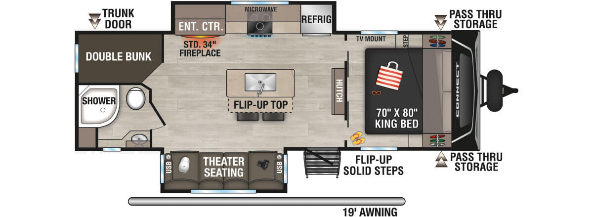 2025 KZ RV Connect C252BH Travel Trailer Floorplan