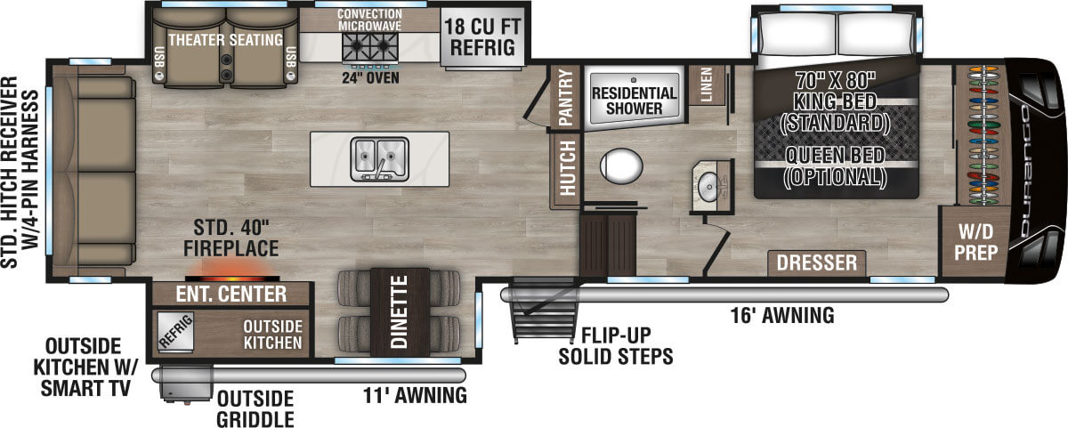 2025 KZ RV Durango D302RLT Fifth Wheel Floorplan