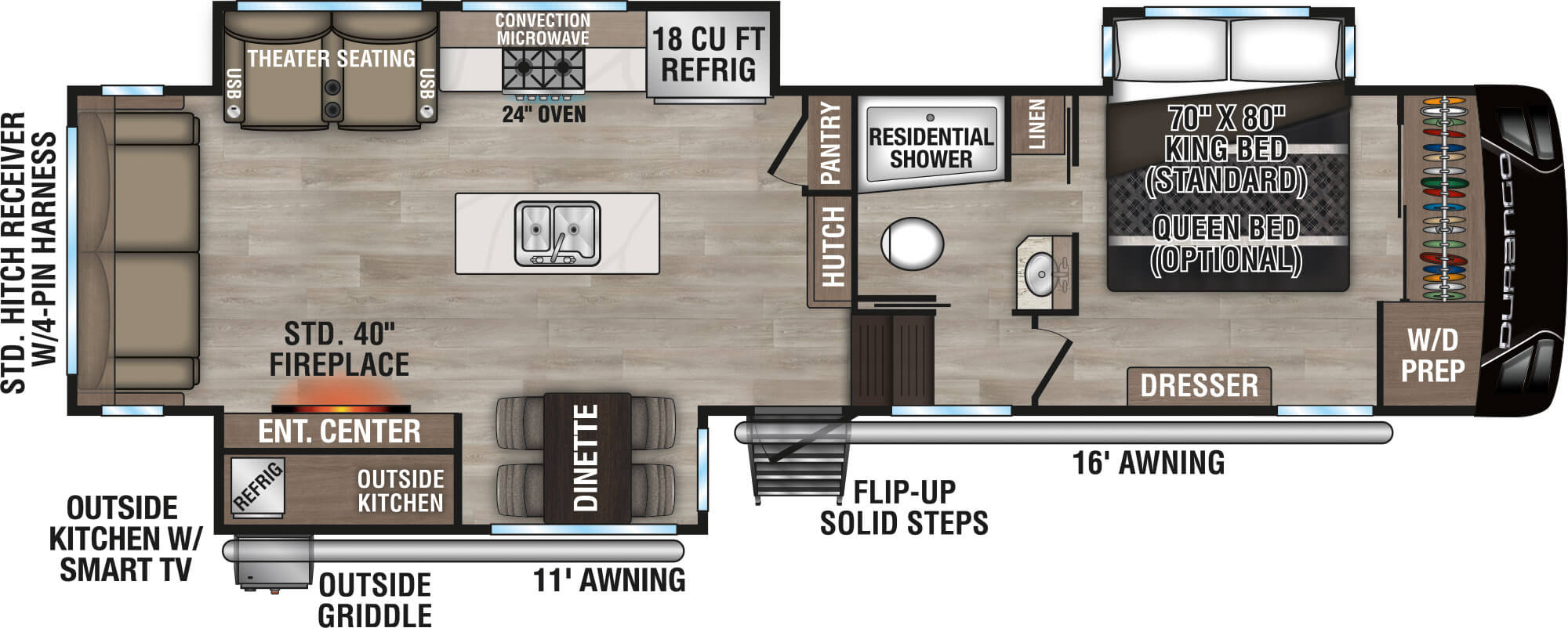 2025 KZ RV Durango D302RLT Fifth Wheel Floorplan