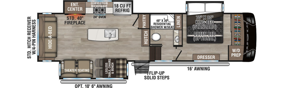 2025 KZ RV Durango D301RLT Fifth Wheel Floorplan