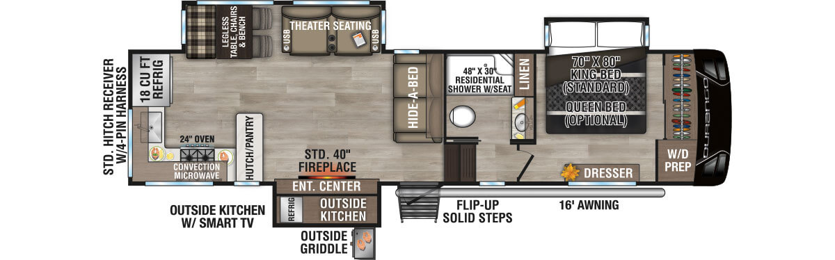 2025 KZ RV Durango D321RKT Fifth Wheel Floorplan