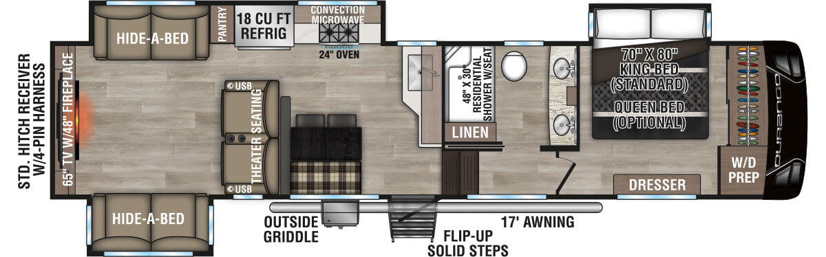 2025 KZ RV Durango D326RLT Fifth Wheel Floorplan
