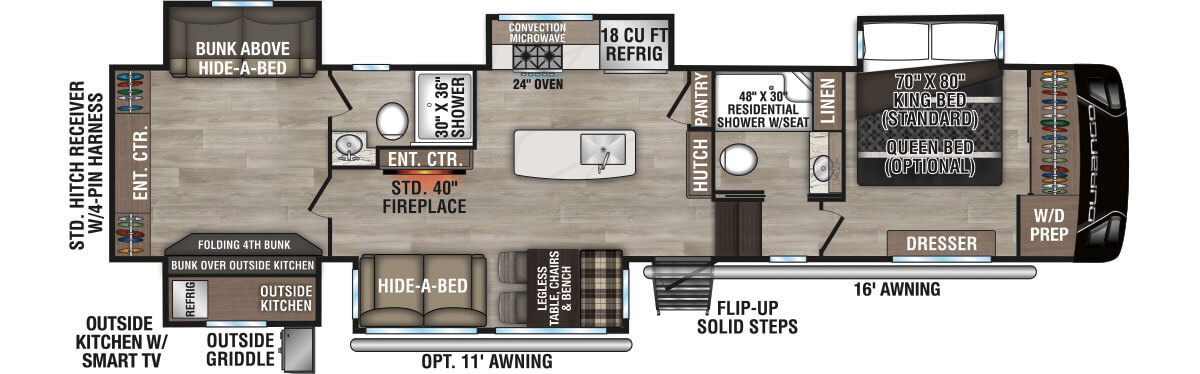 2025 KZ RV Durango D348BHF Fifth Wheel Floorplan