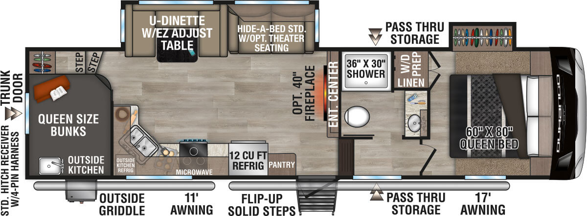 2025 KZ RV Durango HT D286BHD Fifth Wheel Floorplan