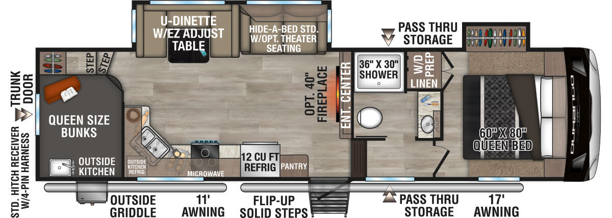 2025 KZ RV Durango HT D286BHD Fifth Wheel Floorplan