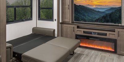 2025 KZ RV Durango HT D290RLT Fifth Wheel Living Room Left Sofa Open