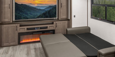 2025 KZ RV Durango HT D290RLT Fifth Wheel Living Room Right Sofa Open