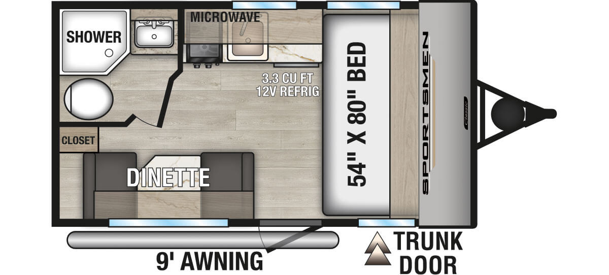 2025 KZ RV Sportsmen Classic 130RD Travel Trailer Floorplan
