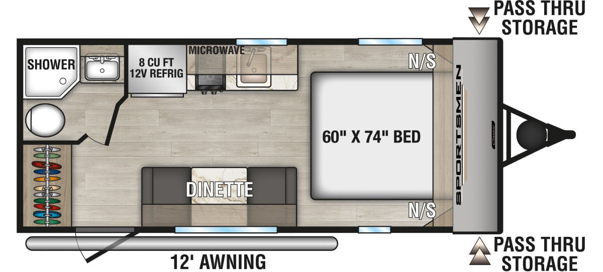 2025 KZ RV Sportsmen Classic 160QB Travel Trailer Floorplan
