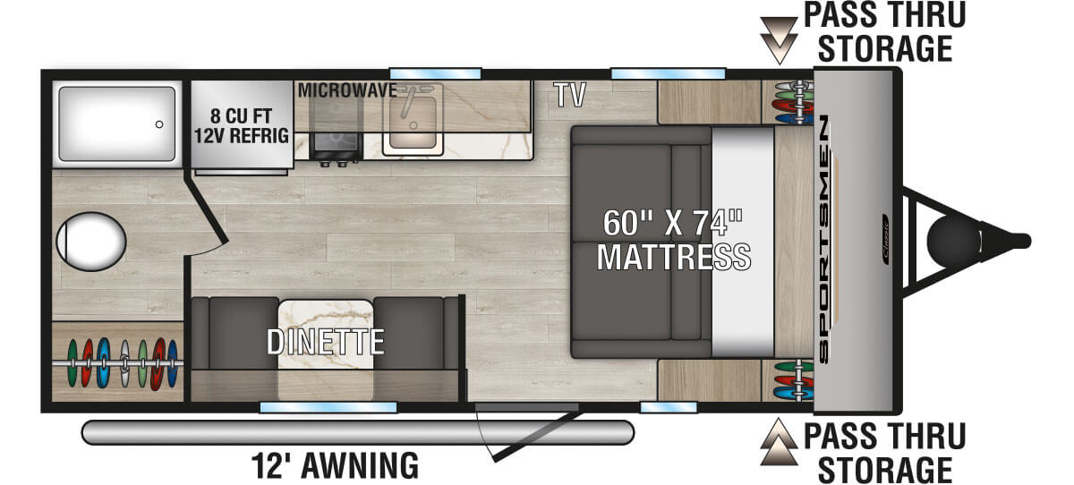 2025 KZ RV Sportsmen Classic 170MB Travel Trailer Floorplan