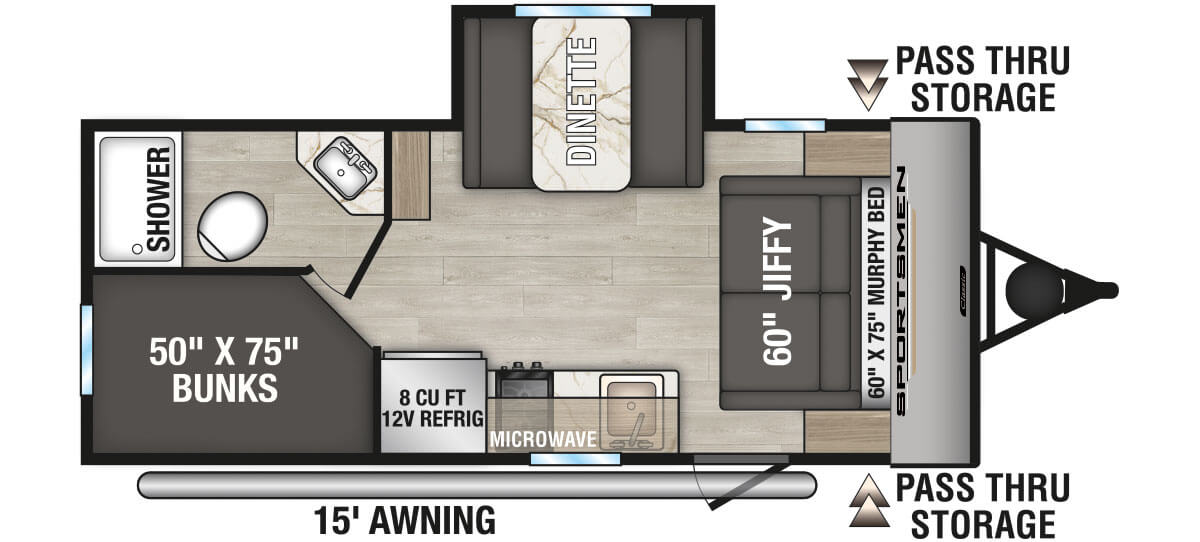 2025 KZ RV Sportsmen Classic 171BH Travel Trailer Floorplan