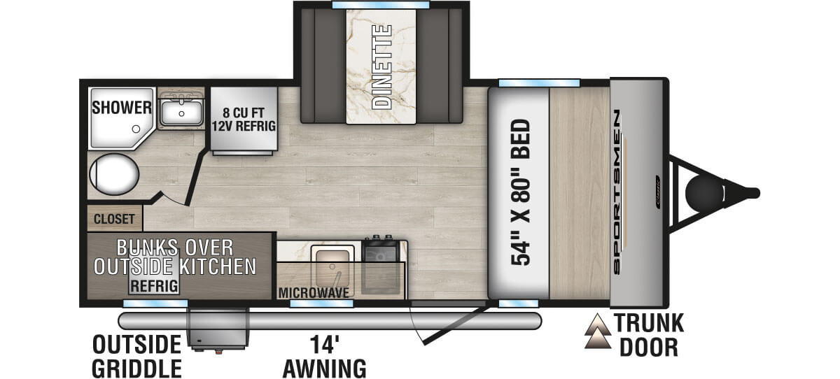 2025 KZ RV Sportsmen Classic 191BHK Travel Trailer Floorplan