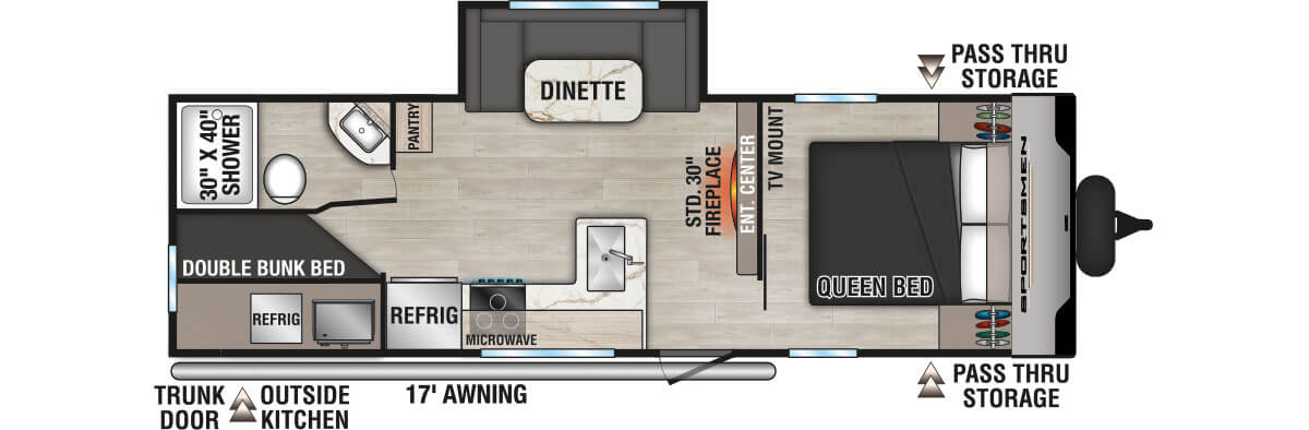 2025 KZ RV Sportsmen SE 241BHKSE Travel Trailer Floorplan
