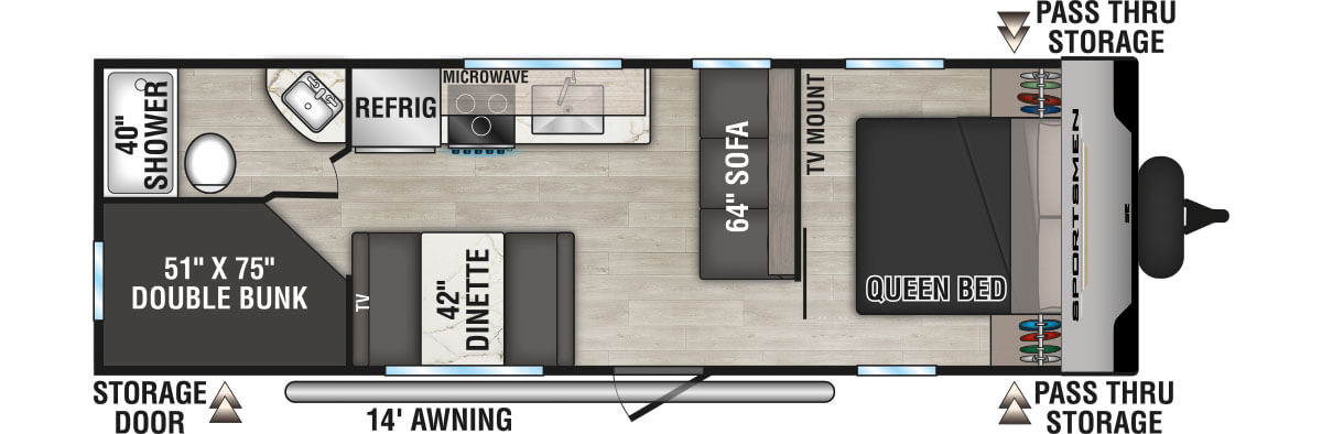 2025 KZ RV Sportsmen SE 260BHSE Travel Trailer Floorplan