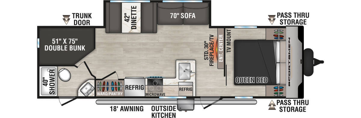 2025 KZ RV Sportsmen SE 261BHKSE Travel Trailer Floorplan