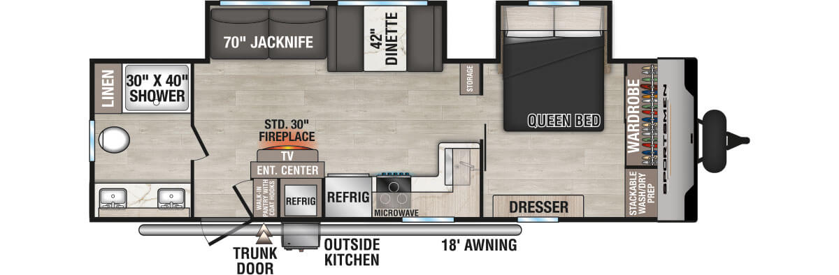 2025 KZ RV Sportsmen SE 292RBKSE Travel Trailer Floorplan