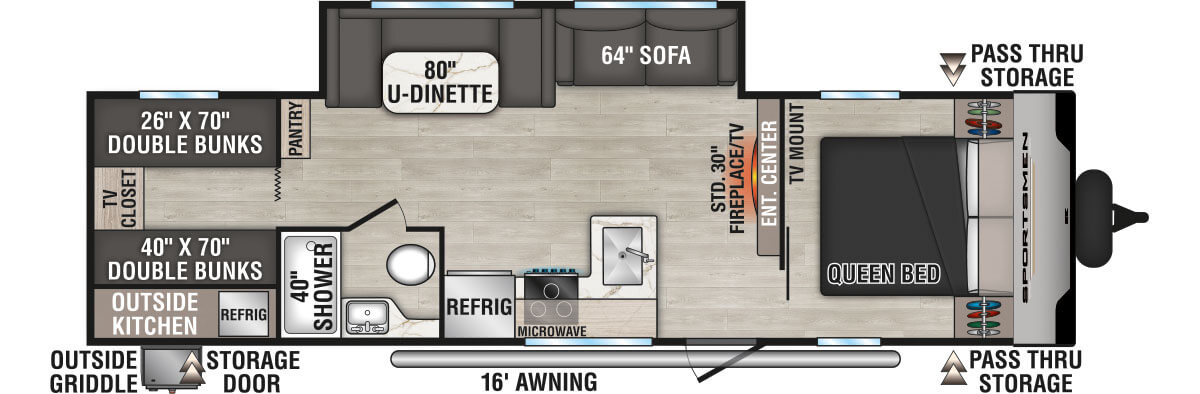 2025 KZ RV Sportsmen SE 301BHKSE Travel Trailer Floorplan