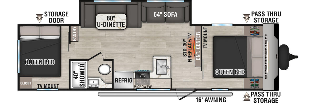 2025 KZ RV Sportsmen SE 301DBSE Travel Trailer Floorplan