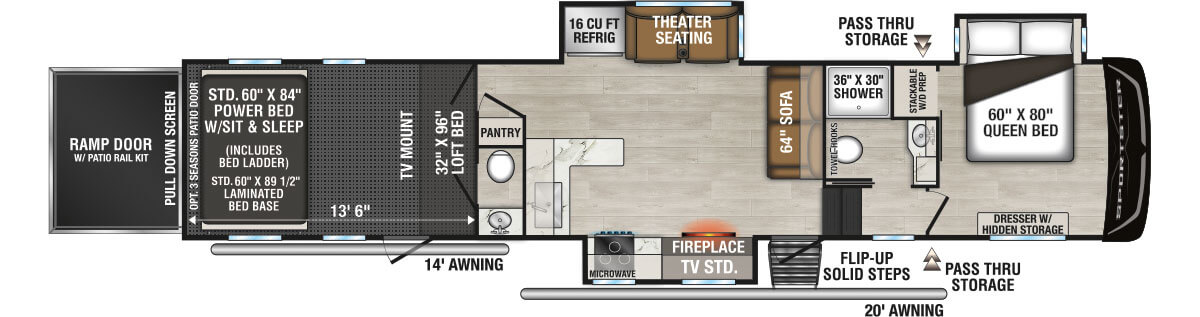 2025 KZ RV Sportster X 3914X Fifth Wheel Toy Hauler Floorplan