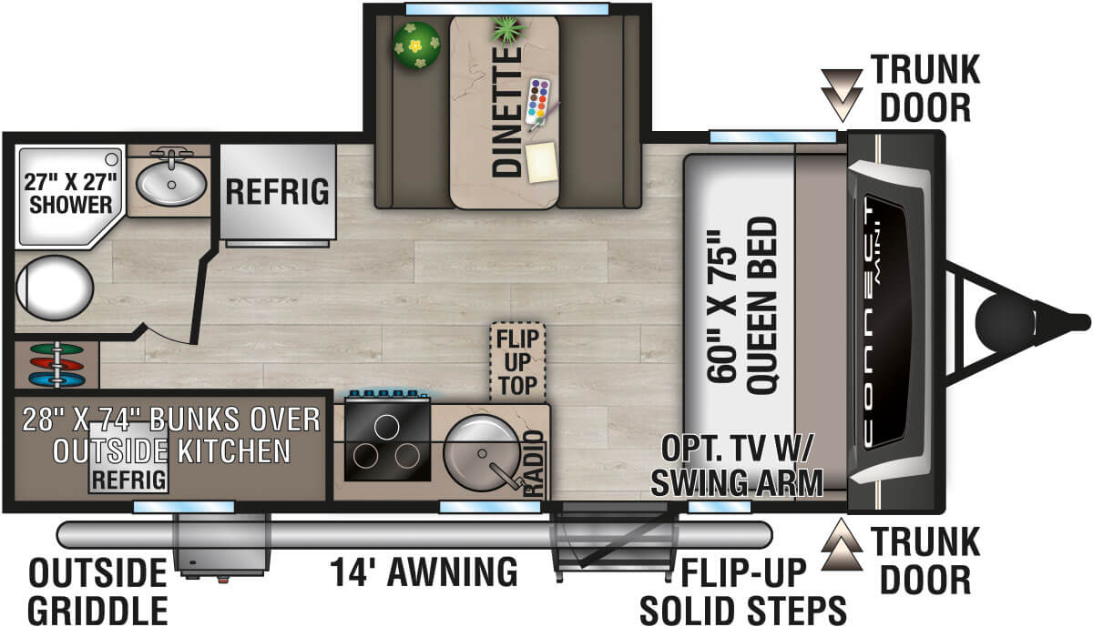 2026 KZ RV Connect Mini CM191BHK Travel Trailer Floorplan