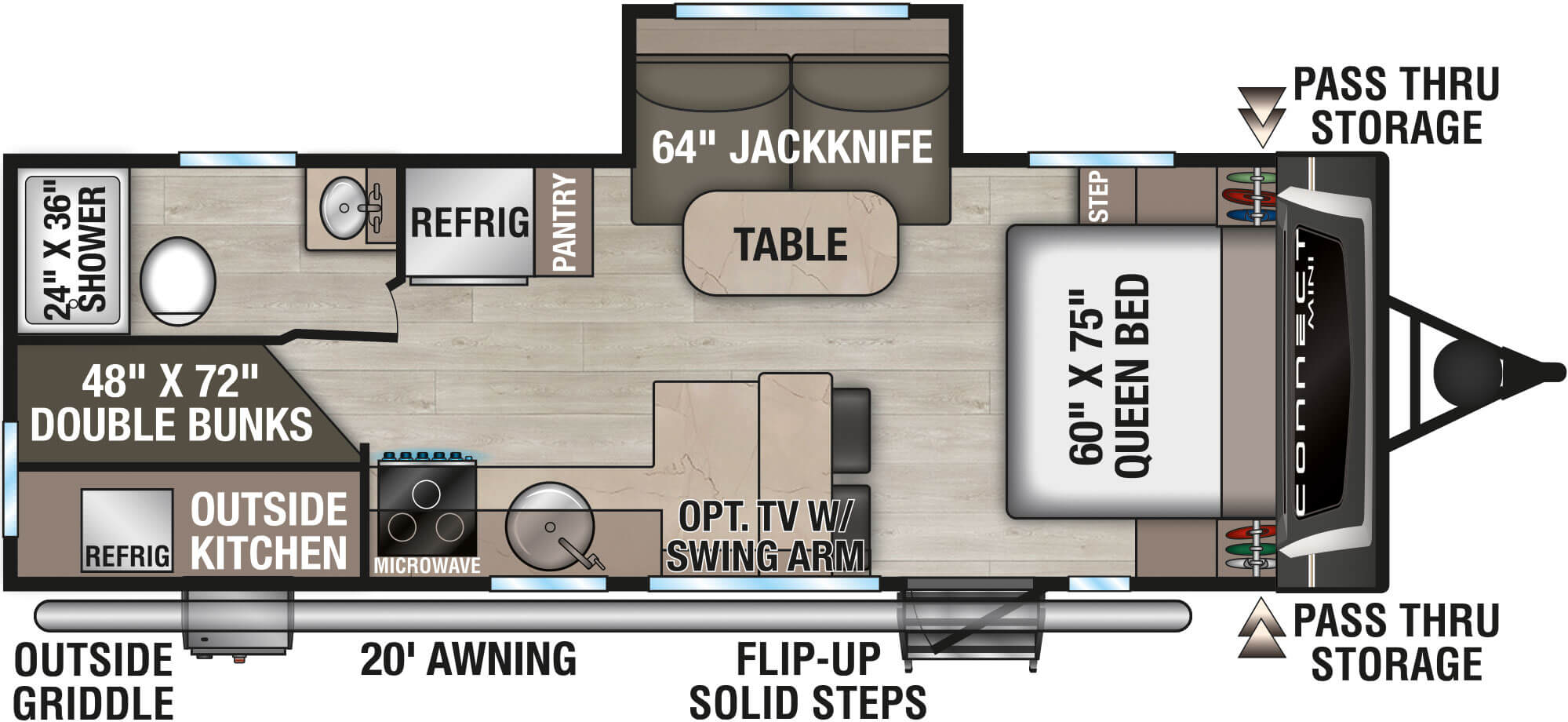 2026 KZ RV Connect Mini CM231BH Travel Trailer Floorplan