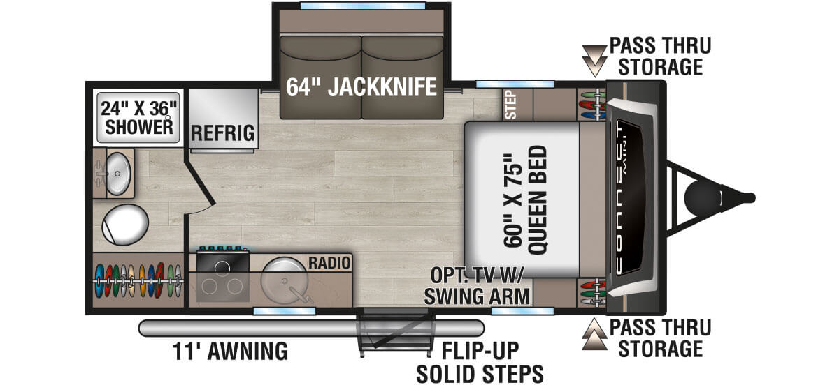 2026 KZ RV Connect Mini CM181RB Travel Trailer Floorplan