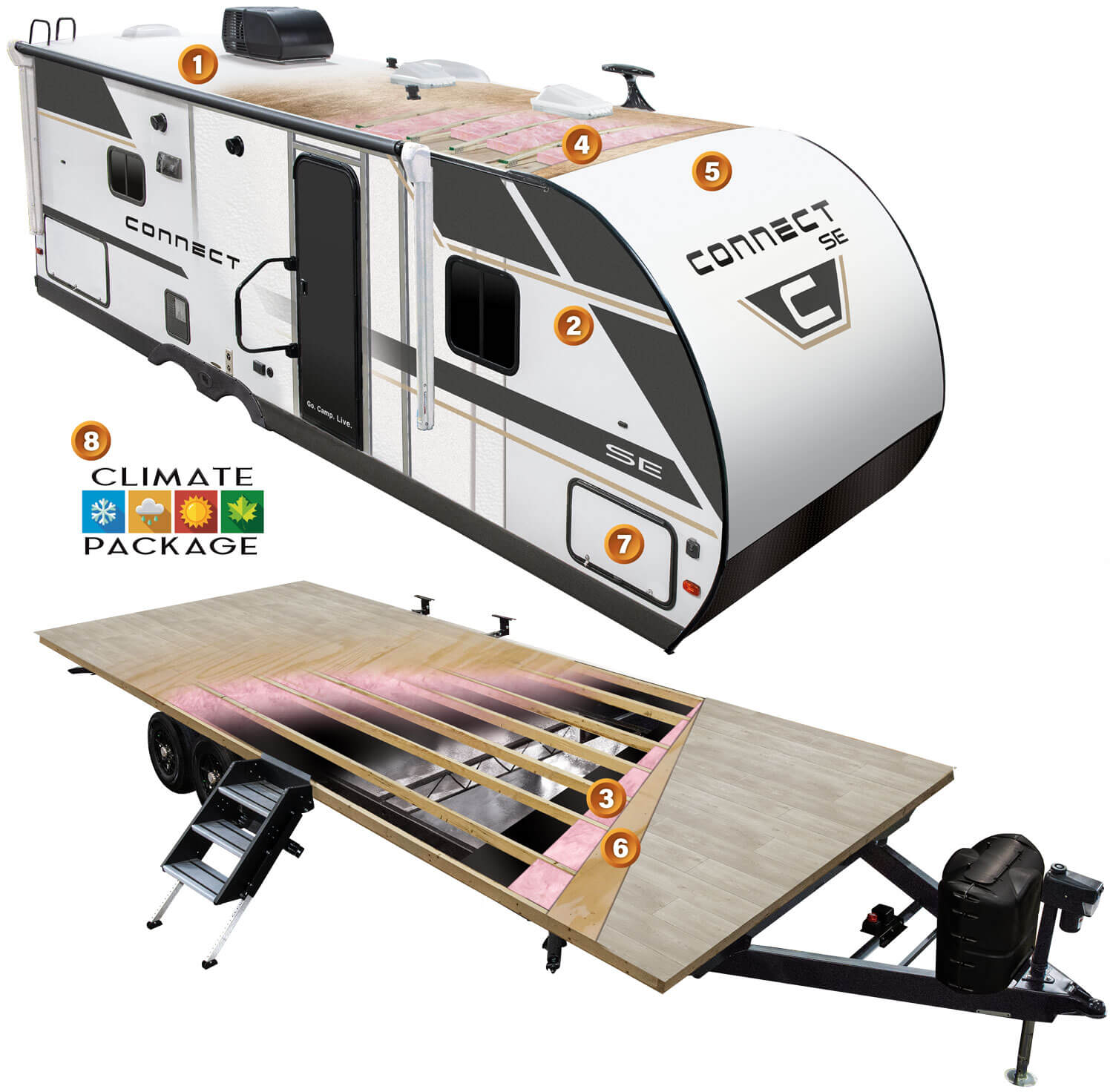 2026 KZ RV Connect SE Lightweight Travel Trailer Cutaway