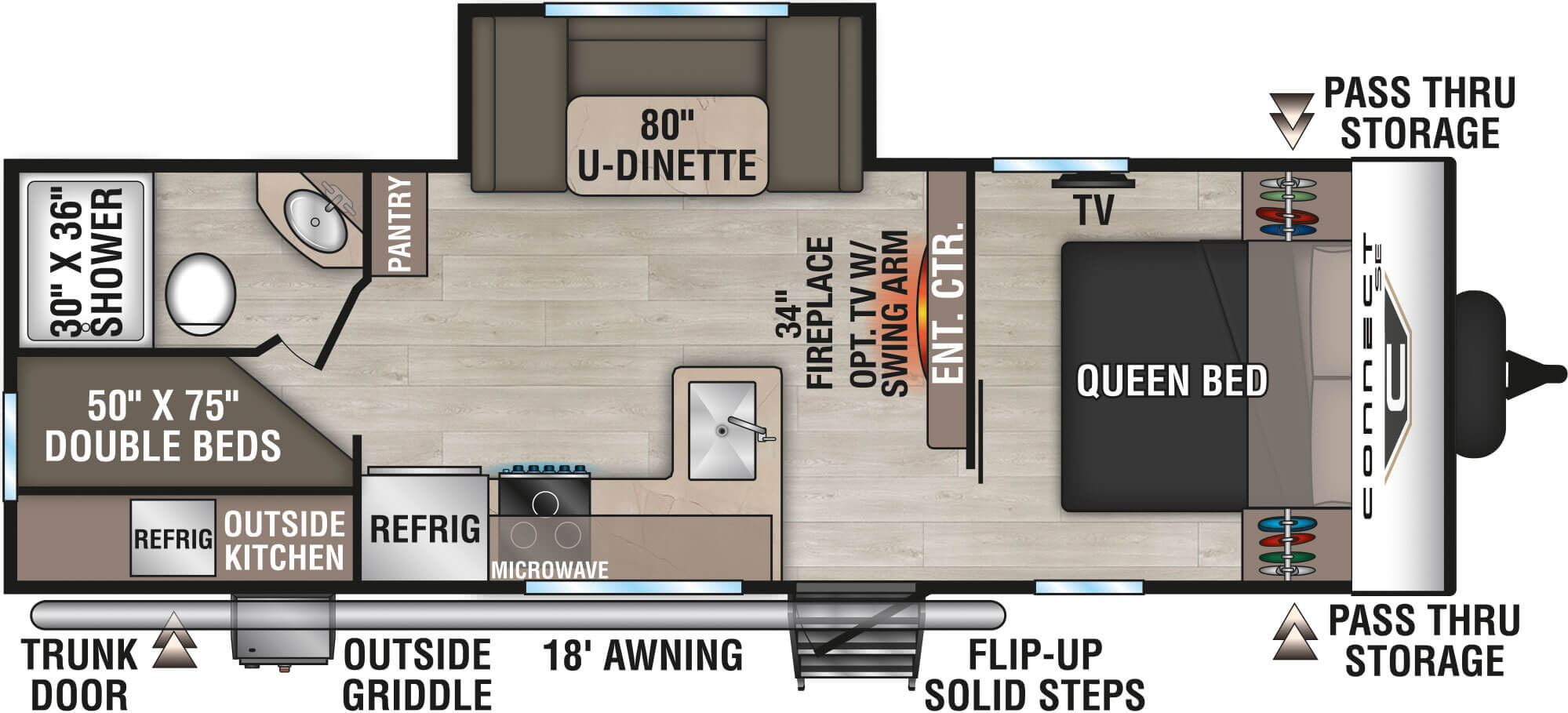 2026 KZ RV Connect SE C241BHKSE Travel Trailer Floorplan