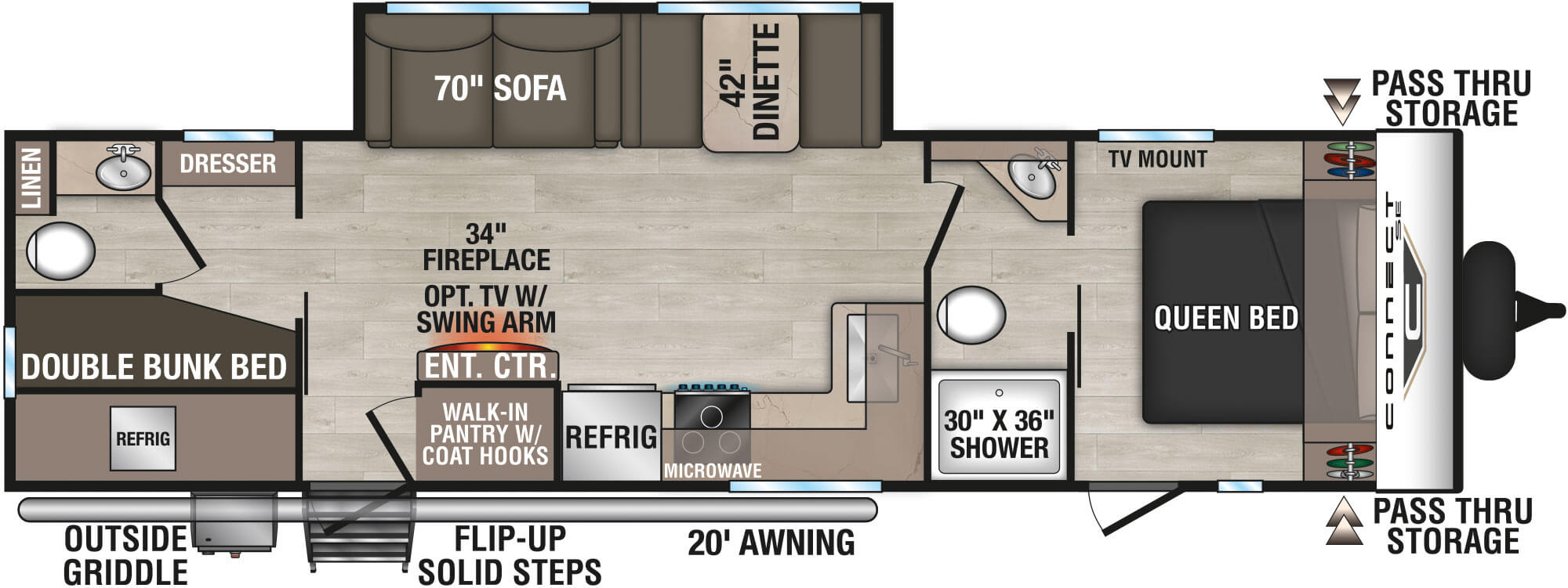 2026 KZ RV Connect SE C301BHKSE Travel Trailer Floorplan