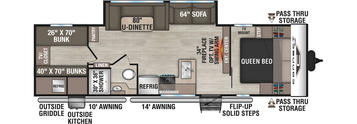 2026 KZ RV Connect SE C281BHKSE Travel Trailer Floorplan