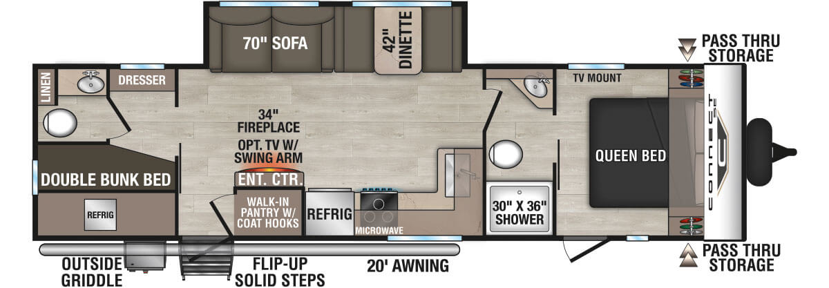 2026 KZ RV Connect SE C301BHKSE Travel Trailer Floorplan