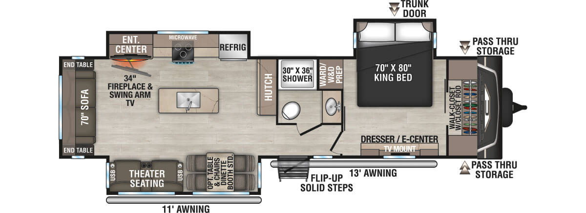 2026 KZ RV Connect C313MK Travel Trailer Floorplan