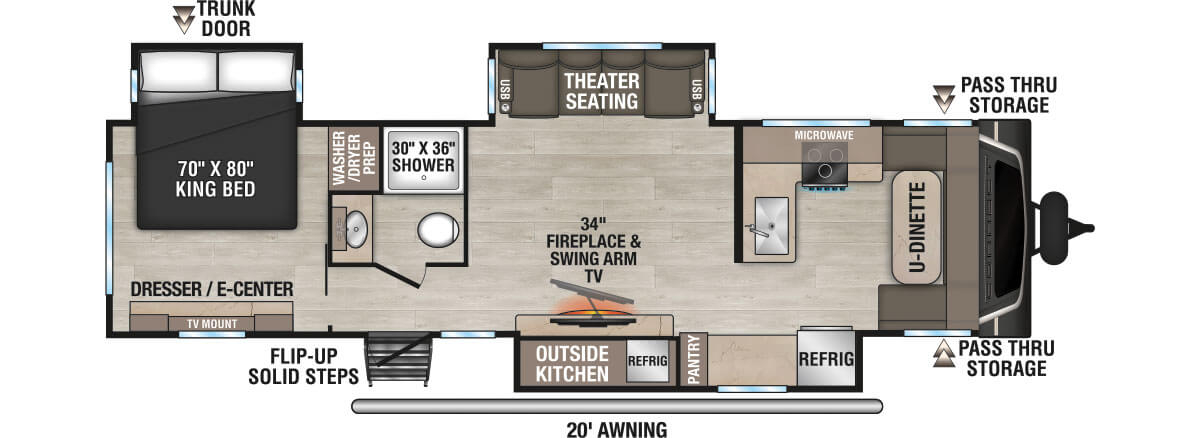 2026 KZ RV Connect C323MKK Travel Trailer Floorplan
