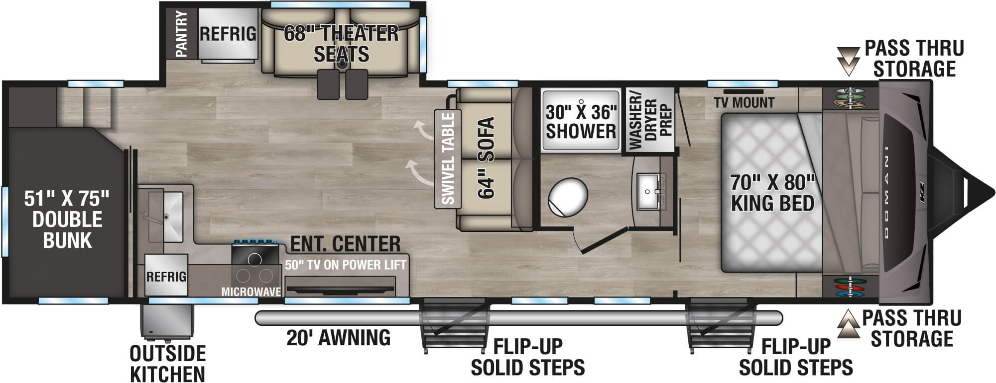 2026 KZ RV Domani DM311BH Travel Trailer Floorplan